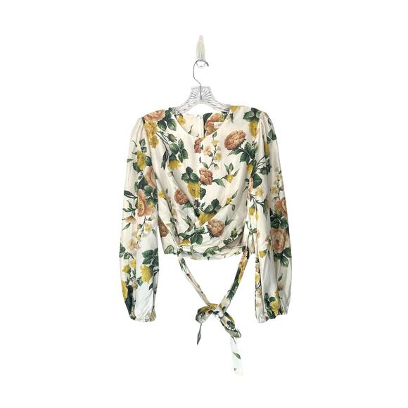 Zimmermann White Silk Ivory Garden Floral Zippy Wrap Bodice Blouse Size 10 - Picture 1 of 15